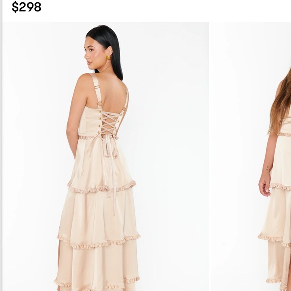 Show Me Your MuMu Lady Corset dress in champagnee luxe satin size medium - Picture 5 of 6